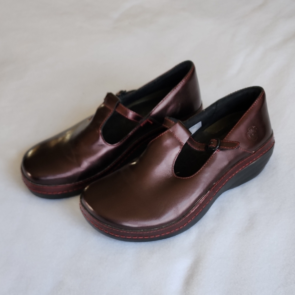 Brown Leather Mules with Comfort Wedge